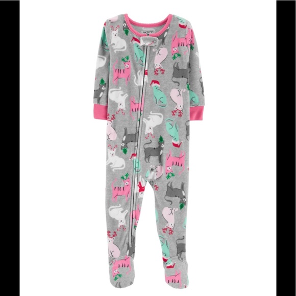 NWT ~ Carters Kitty Cat Holiday Footy PJ’s 👧🏼 - Picture 1 of 3